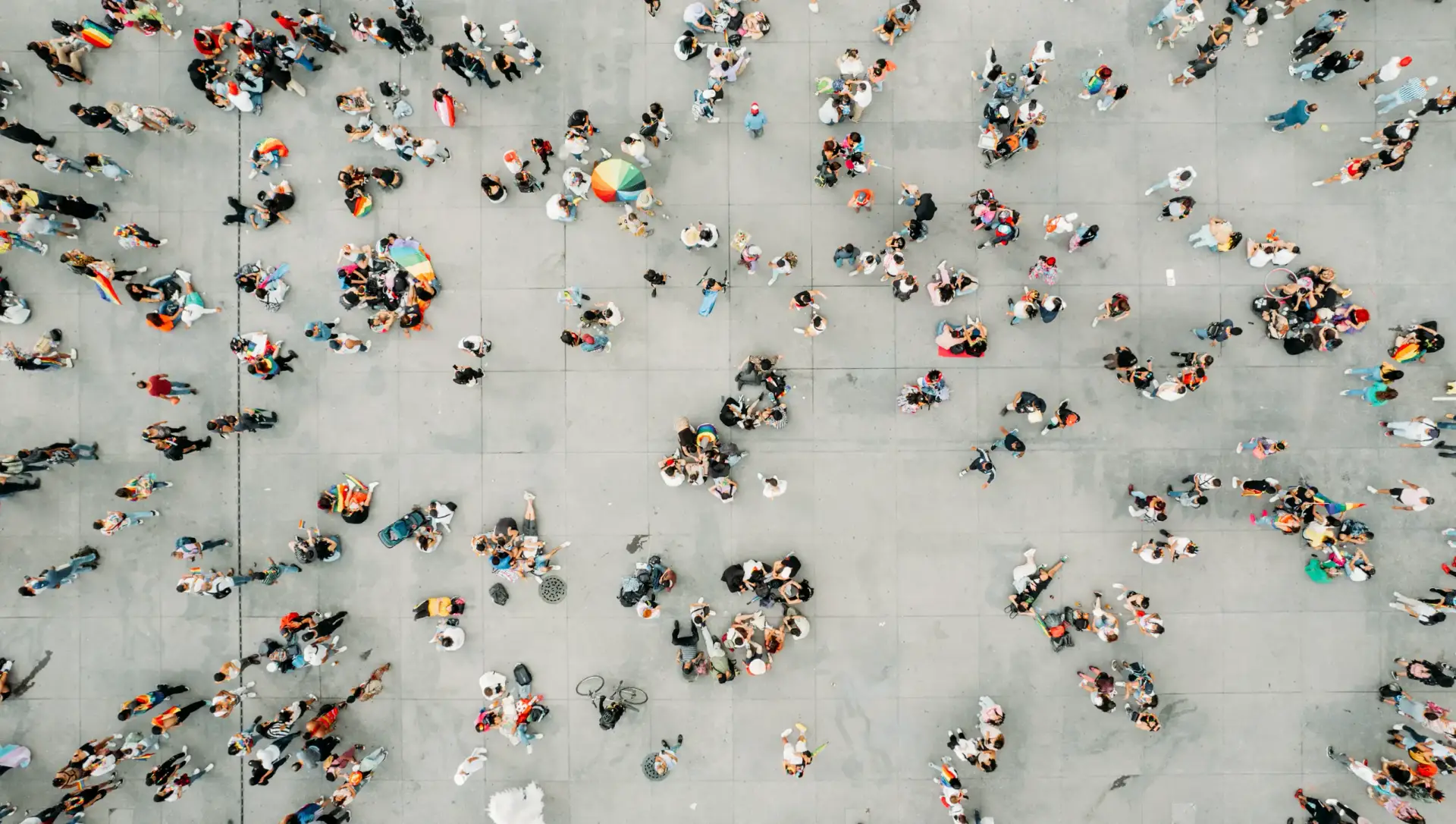 An arial photo looking down on a crowd of people - B2B Demand Generation