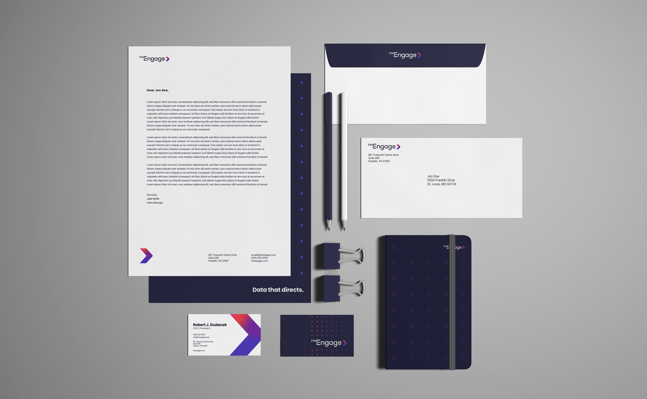 Updated business cards, letterhead and other marketing and sales collateral reflect the FM Engage brand