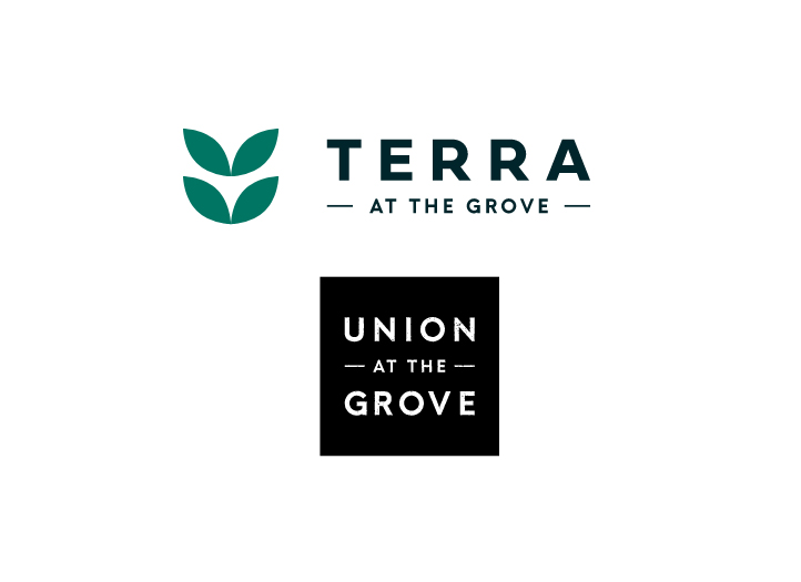 Terra at the Grove and Union at the Grove logos as part of the branding