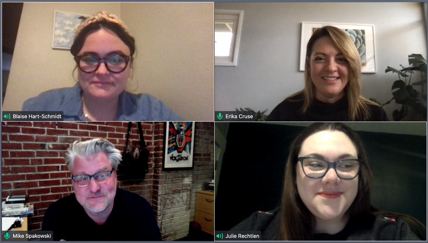 The Atomicdust team meets virtually to discuss Brand Addition