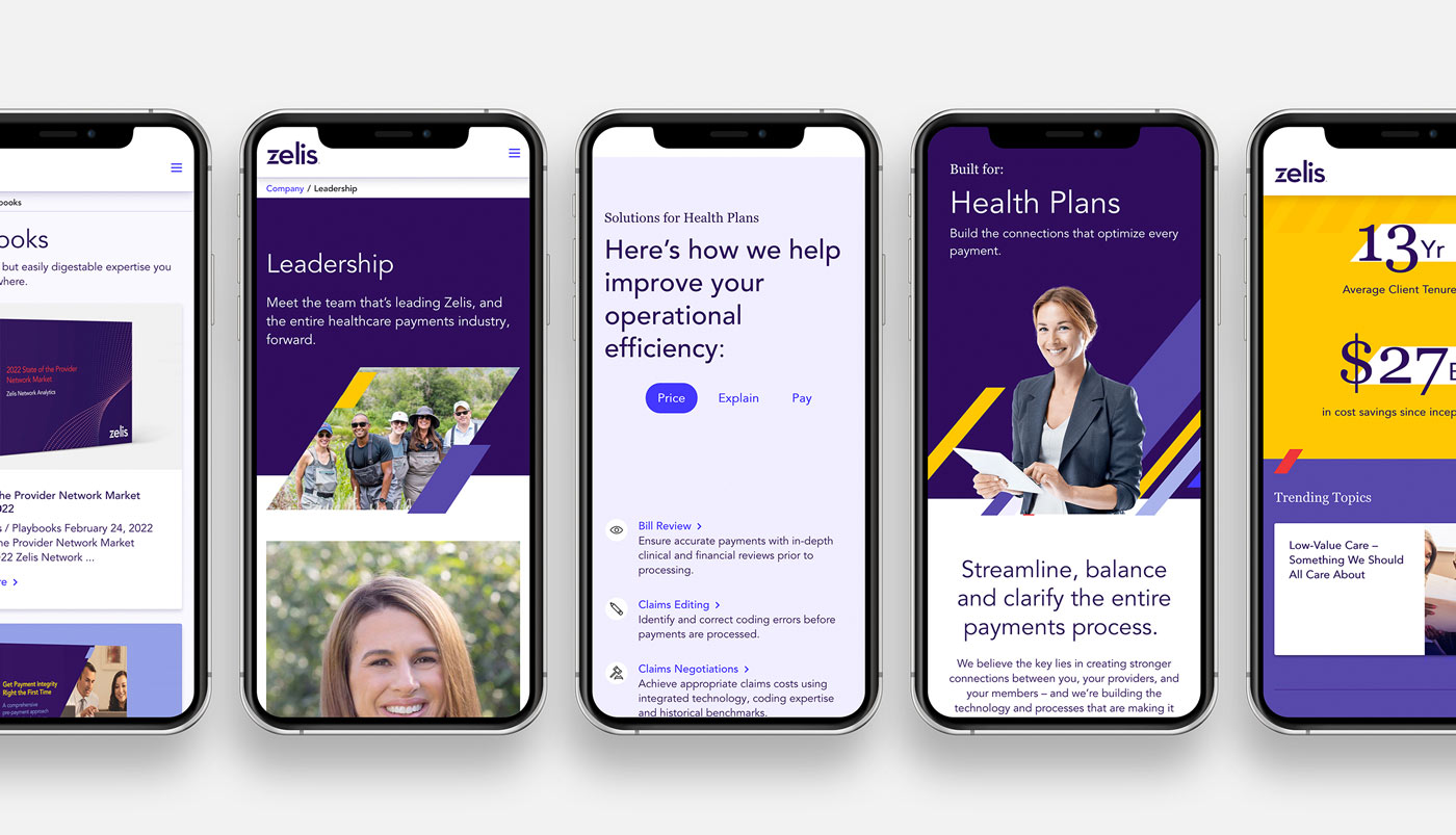 Zelis healthcare web design on mobile devices