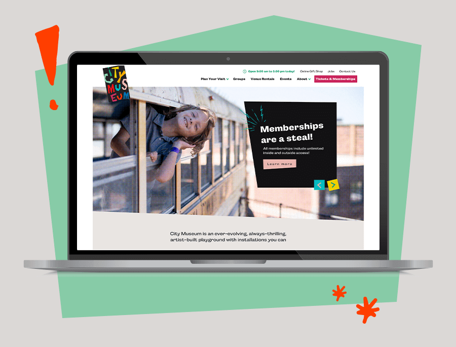 City Museum website design on a laptop