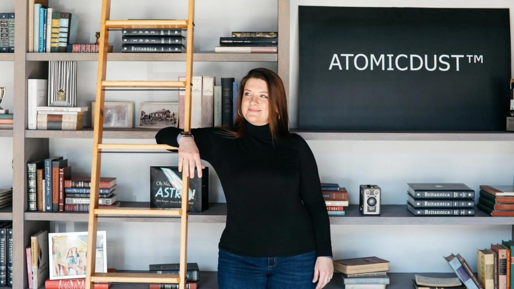 Erin Fagan in the Atomicdust office