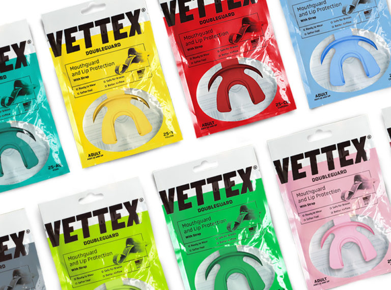 Multiple colors of the Vettex packaging design