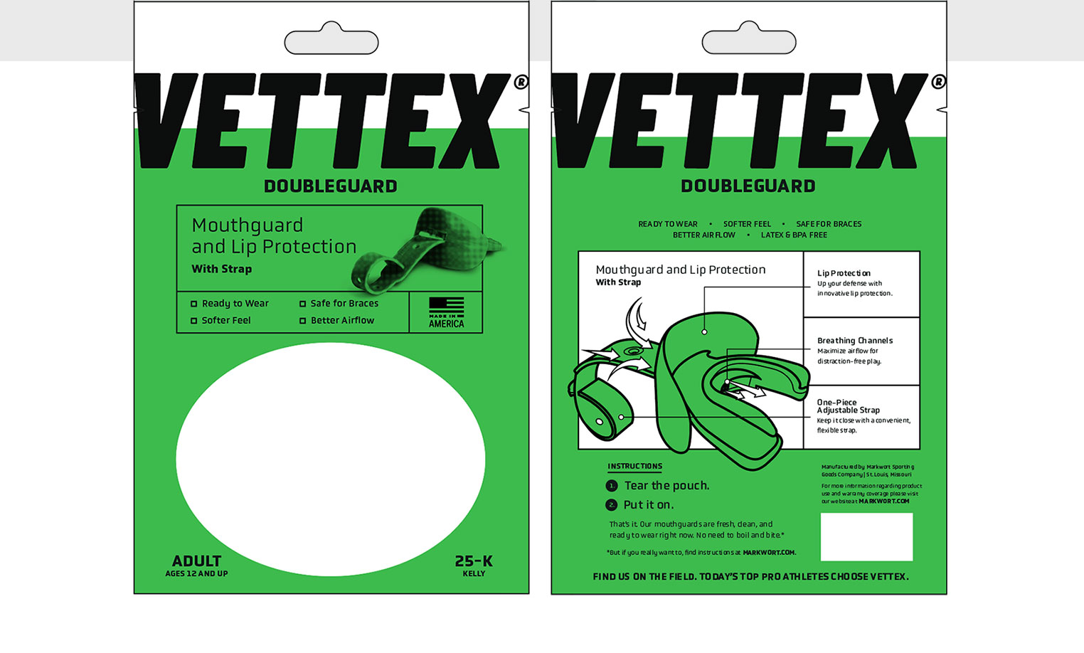 The new Vettex mouthguard packaging design