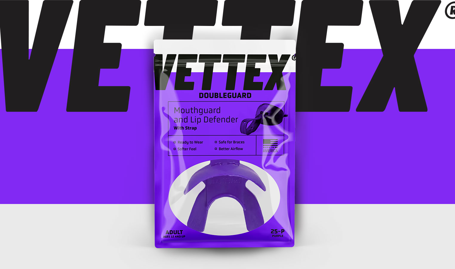 Vettex mouthguard packaging design in purple