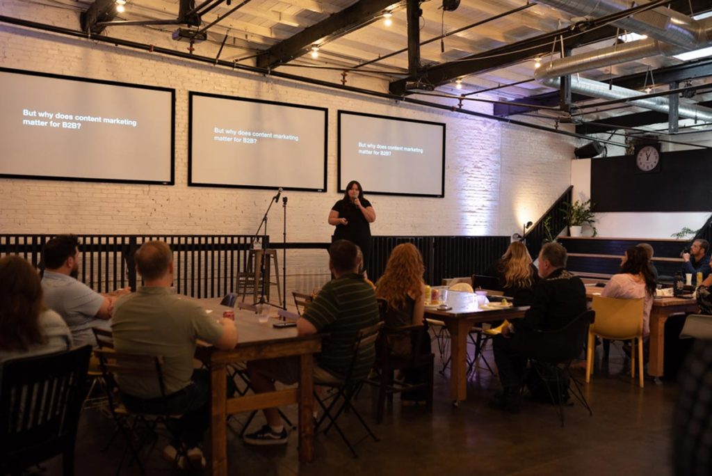 Blaise presents at the Things We've Learned: B2B Content Marketing event in July 2022