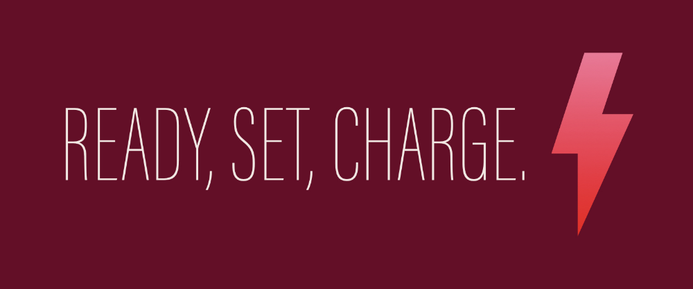 Cor Jesu athletics branding graphic that says "Ready, Set, Charge"