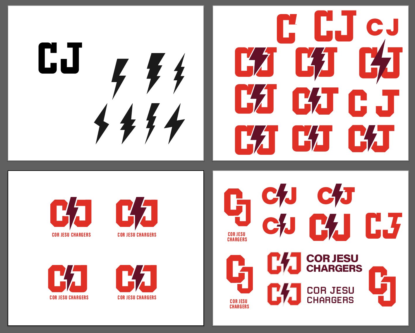 Logo explorations for the new Cor Jesu athletics brand