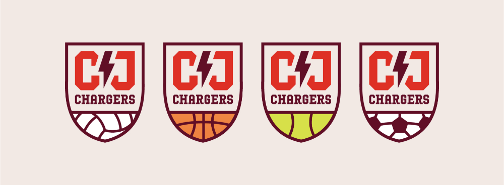 Badges represent individual sports for Cor Jesu students