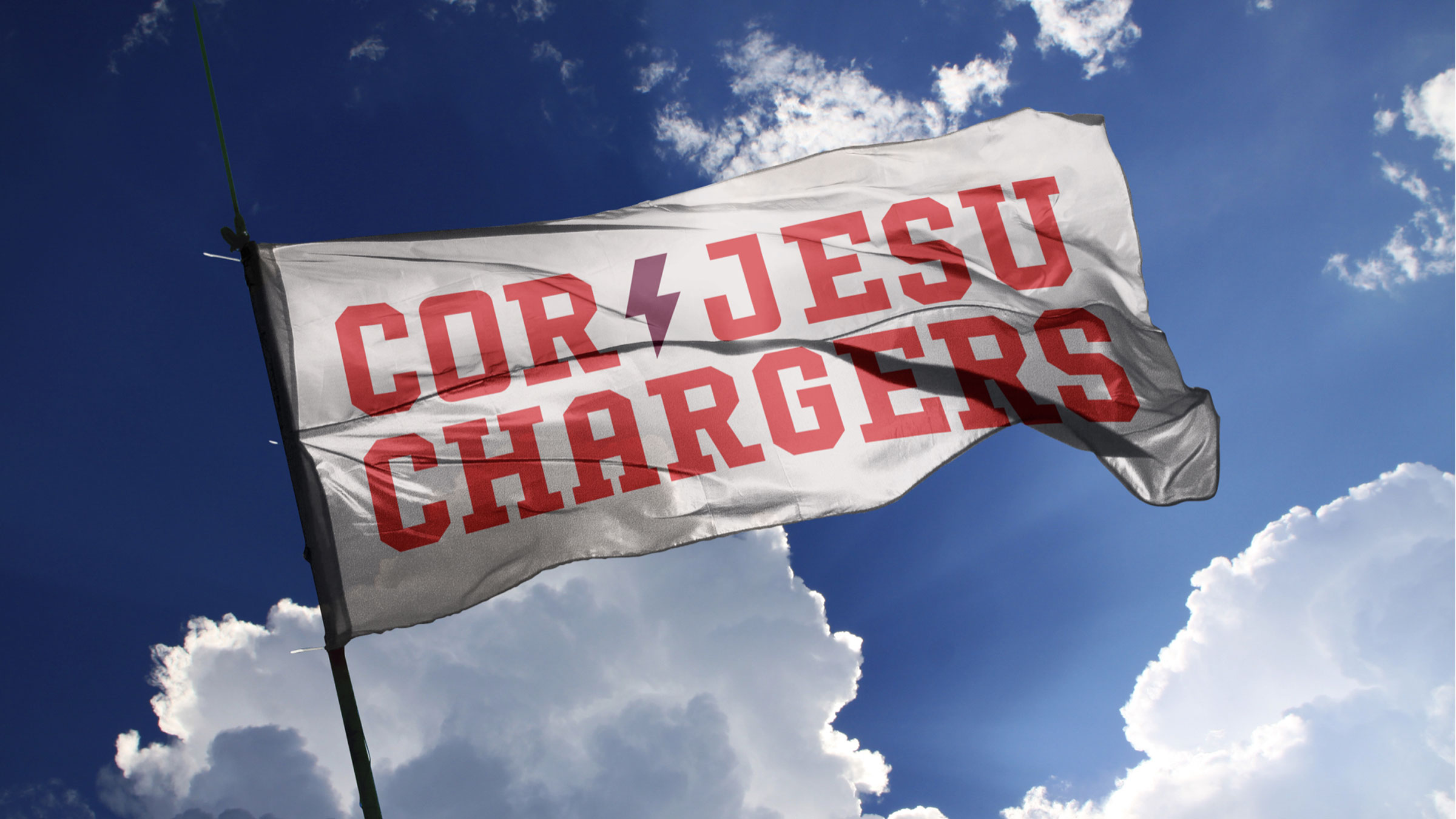 Cor Jesu athletics branding flag