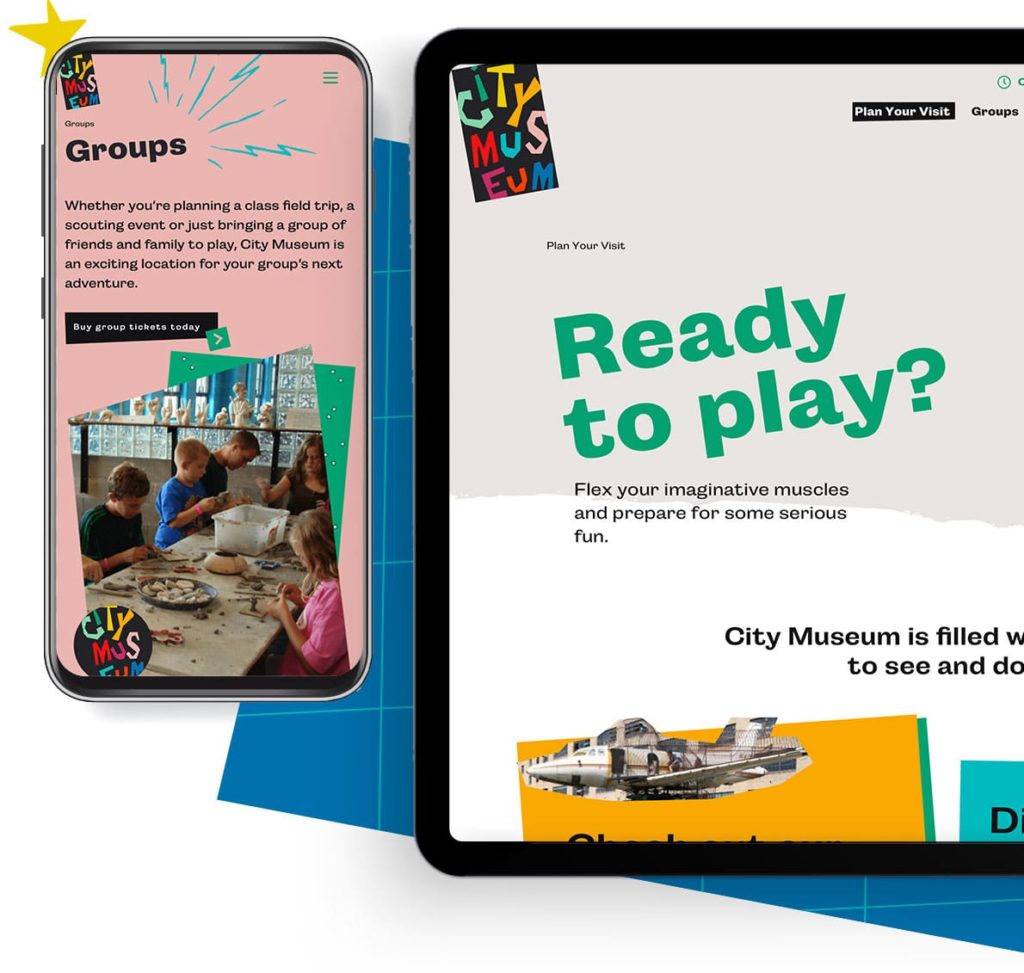 City Museum website design on mobile and tablet devices
