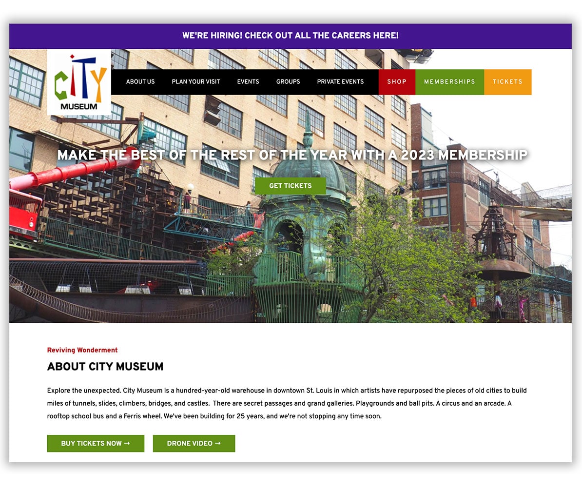 The old City Museum website design