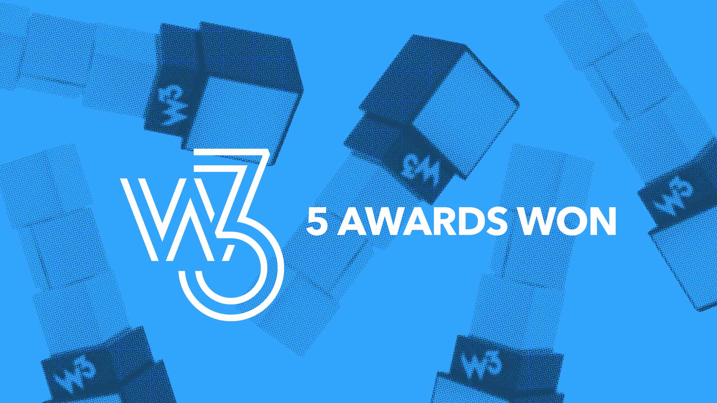 Five w3 award trophies for website design