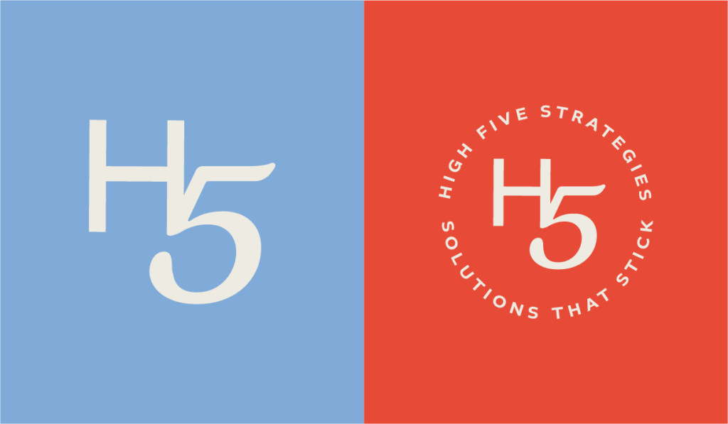 Variations of the High Five Strategies logo and logomark