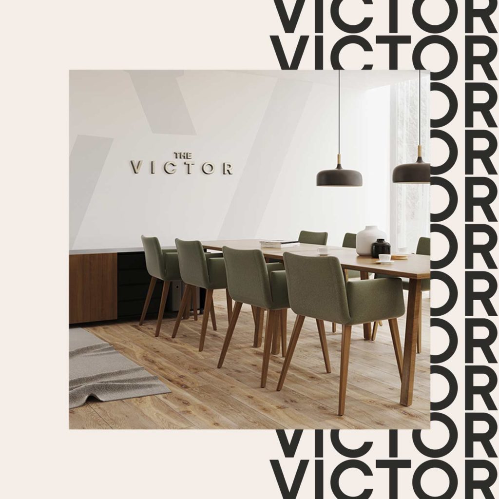 The Victor residential development branding applied to environmental design