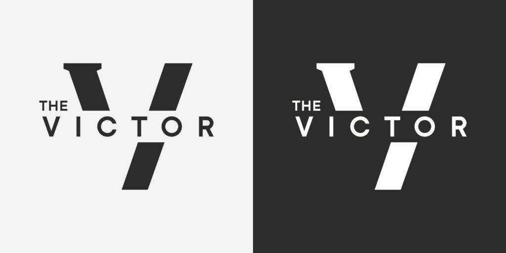 The logo for The Victor, a residential development and apartment building in St. Louis