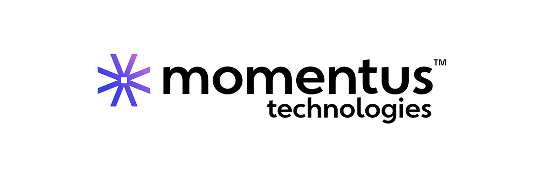 The Momentus Technologies logo as part of the brand identity system