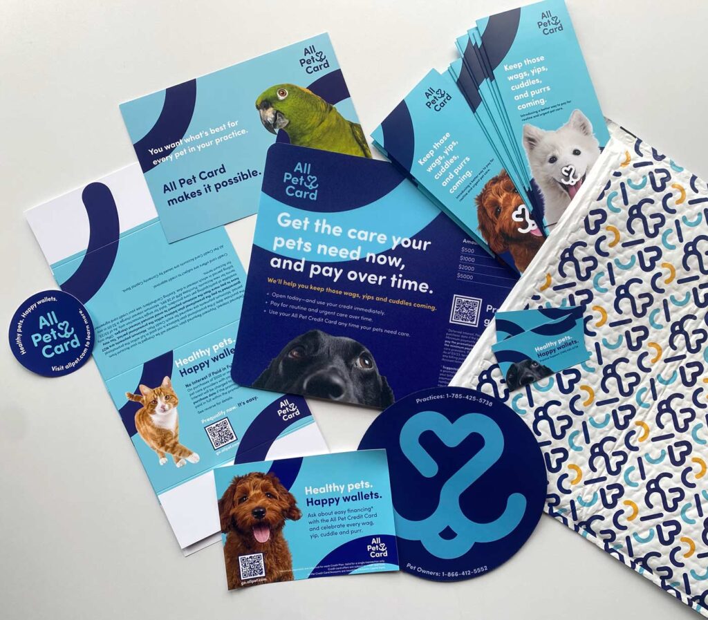 Suite of All Pet Card marketing collateral