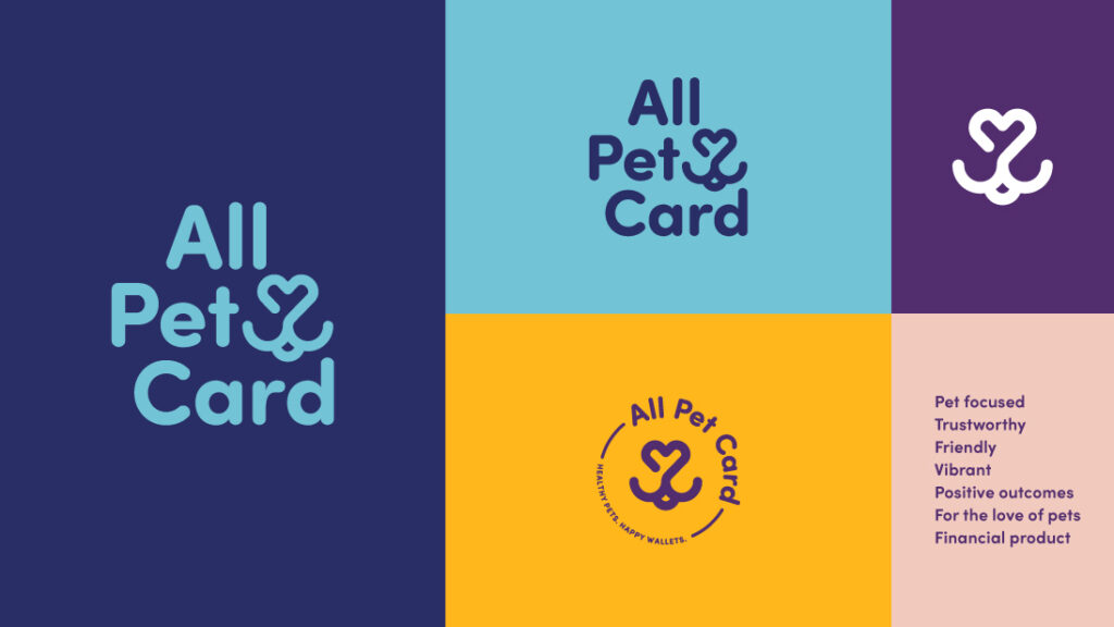 All Pet Card brand identity including logos, logo mark and colors