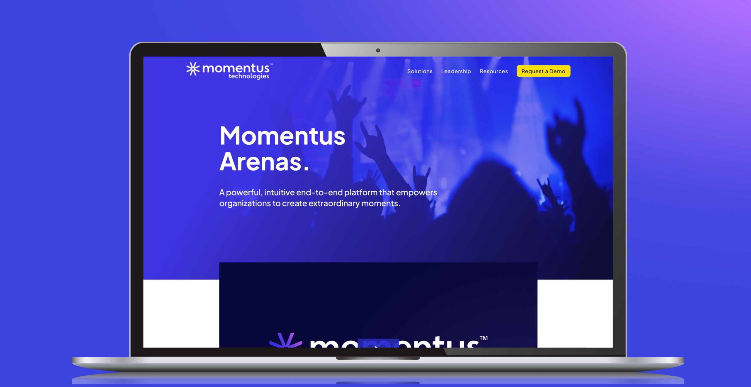 Momentus Technologies website on a laptop