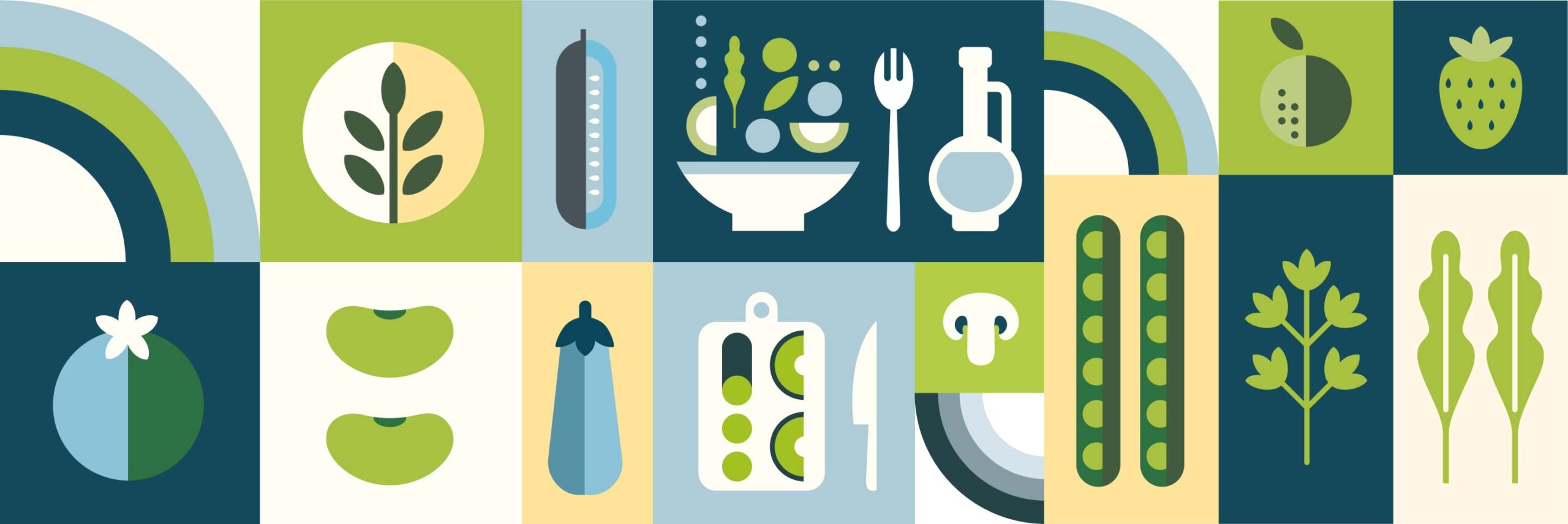 Eatwell brand illustrations and icons