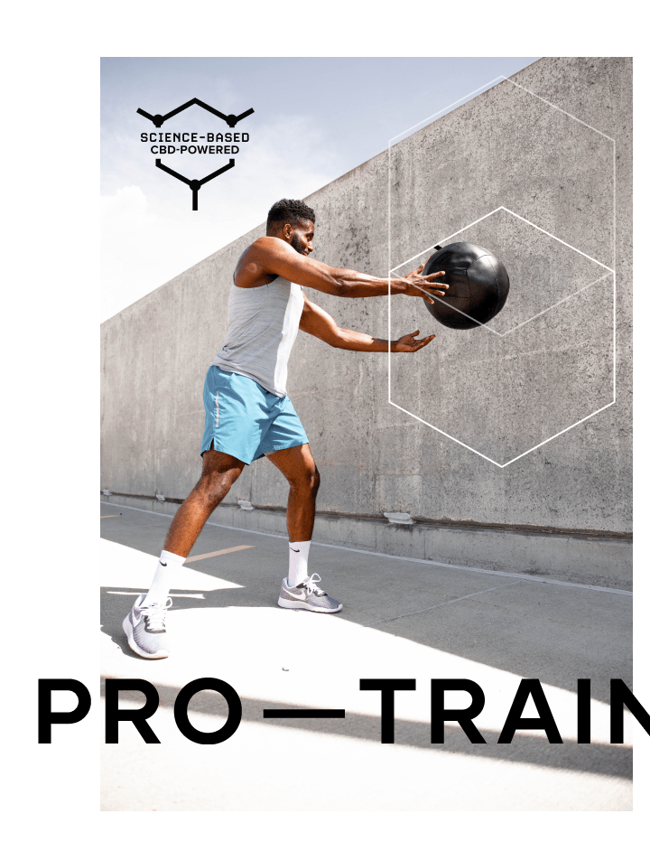Image of an athlete working out alongside Pro-Train brand visuals