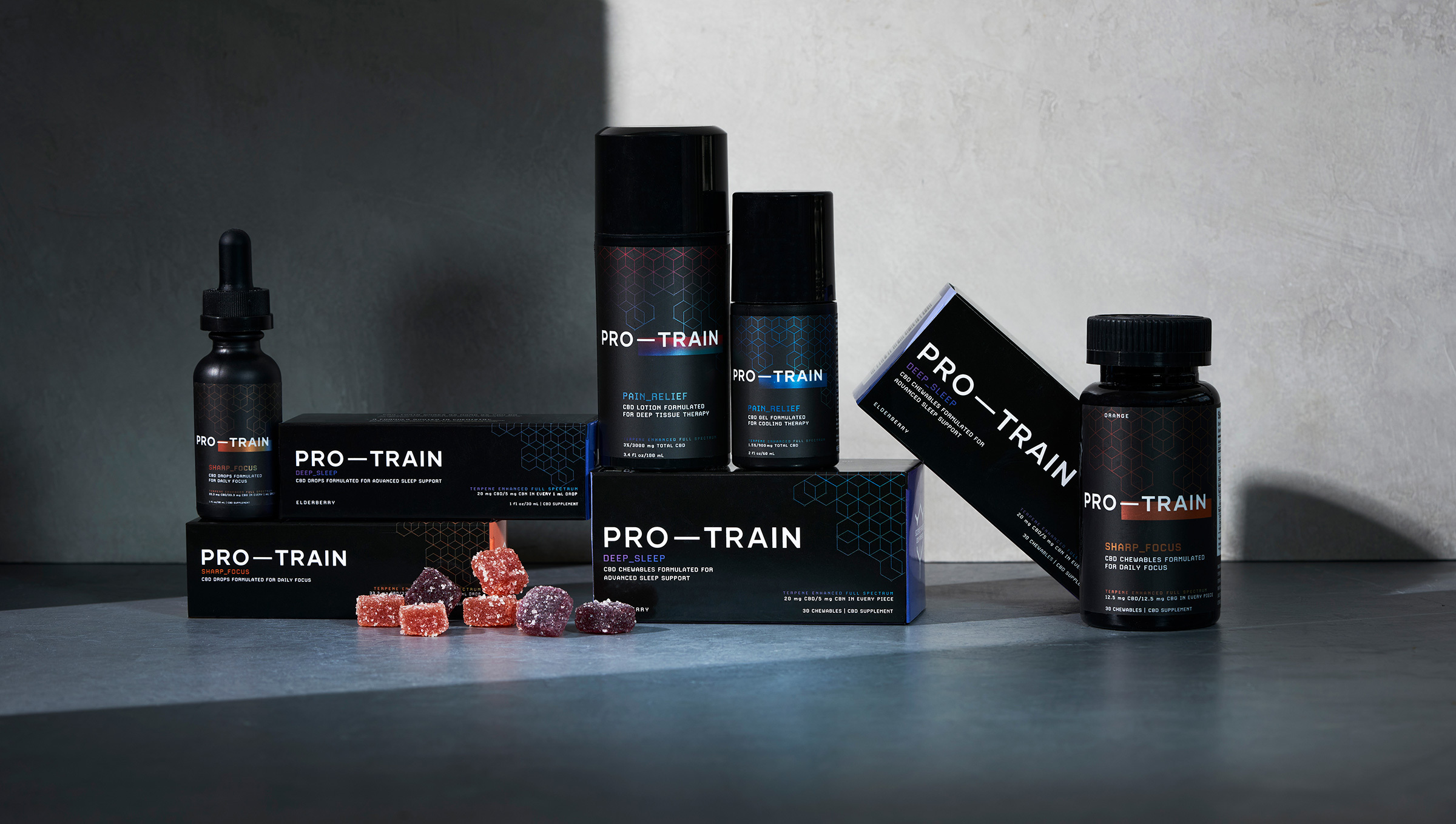 Several Pro-Train products with branding