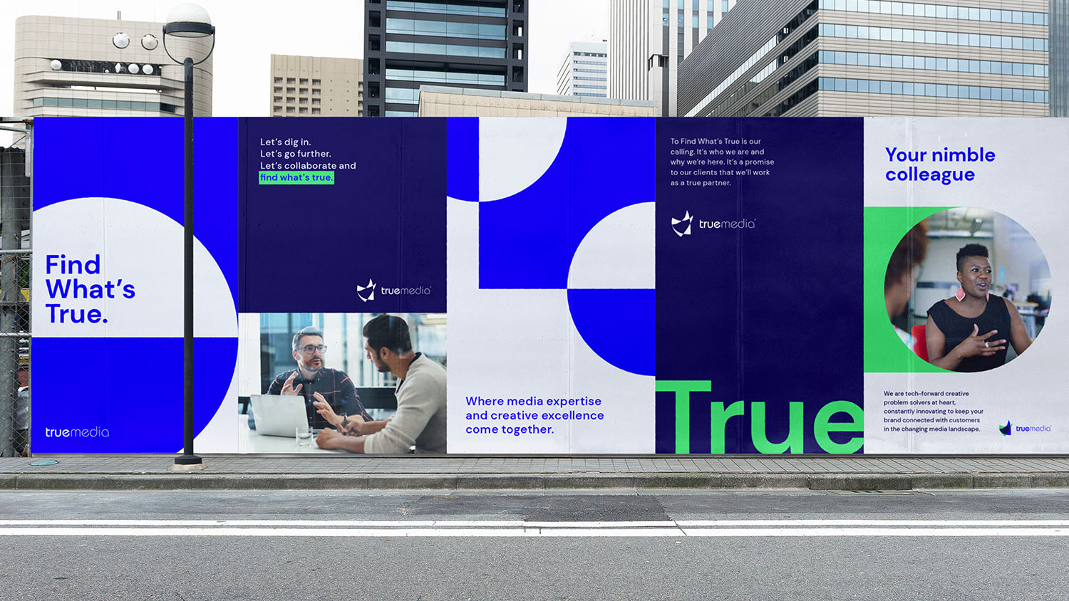 True Media's branding applied to out-of-home advertising