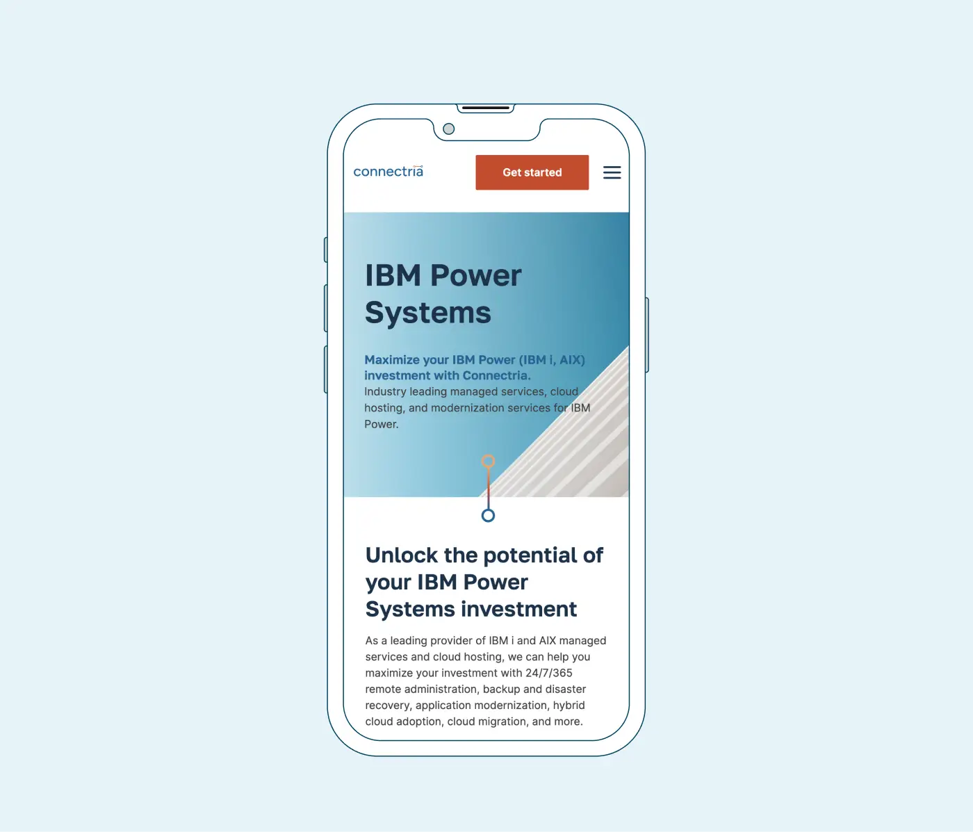 Connectria website on mobile