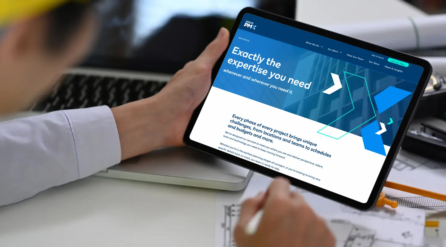 Group PMX webpage on a tablet