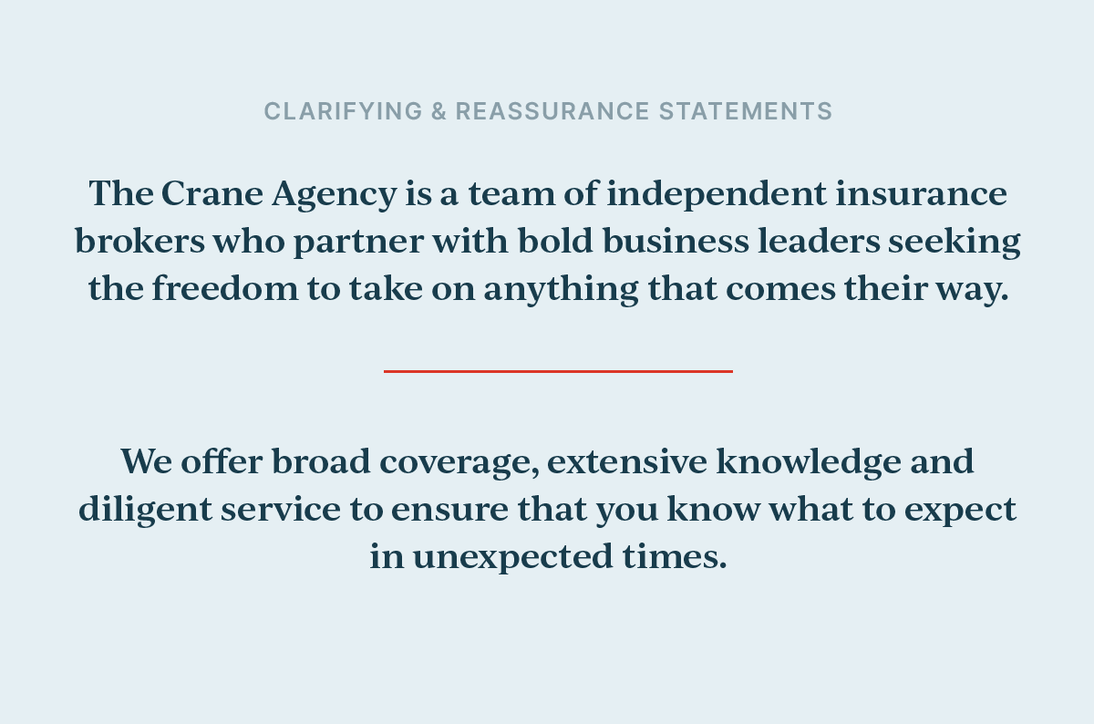 Crane's clarifying and reassuring statements