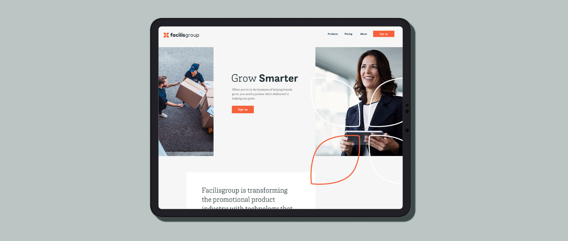 Facilisgroup website design on a tablet