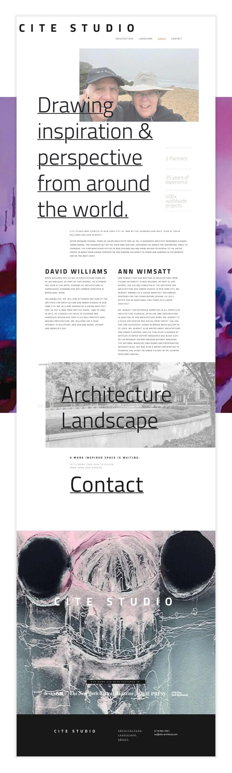A full page from the Cite Studio architecture and landscape design website