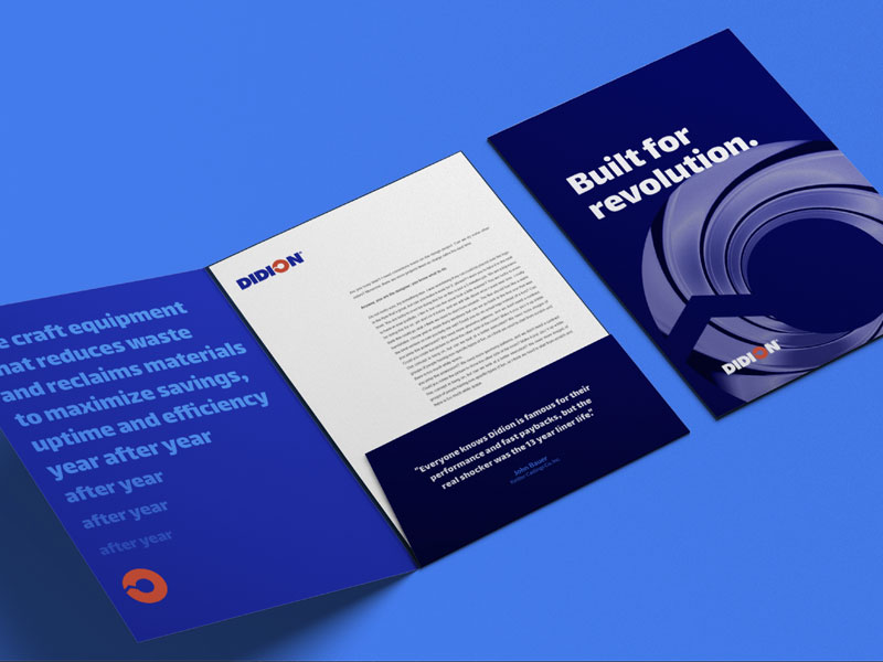 Didion branding on a folder and sales materials