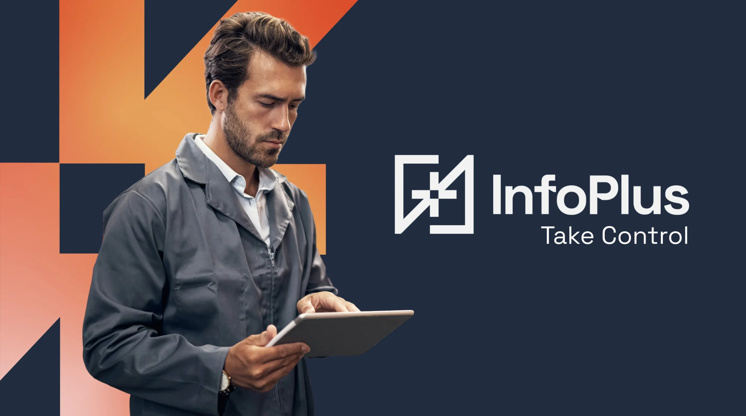 InfoPlus warehouse management ecosystem brand identity, including the logo design and tagline