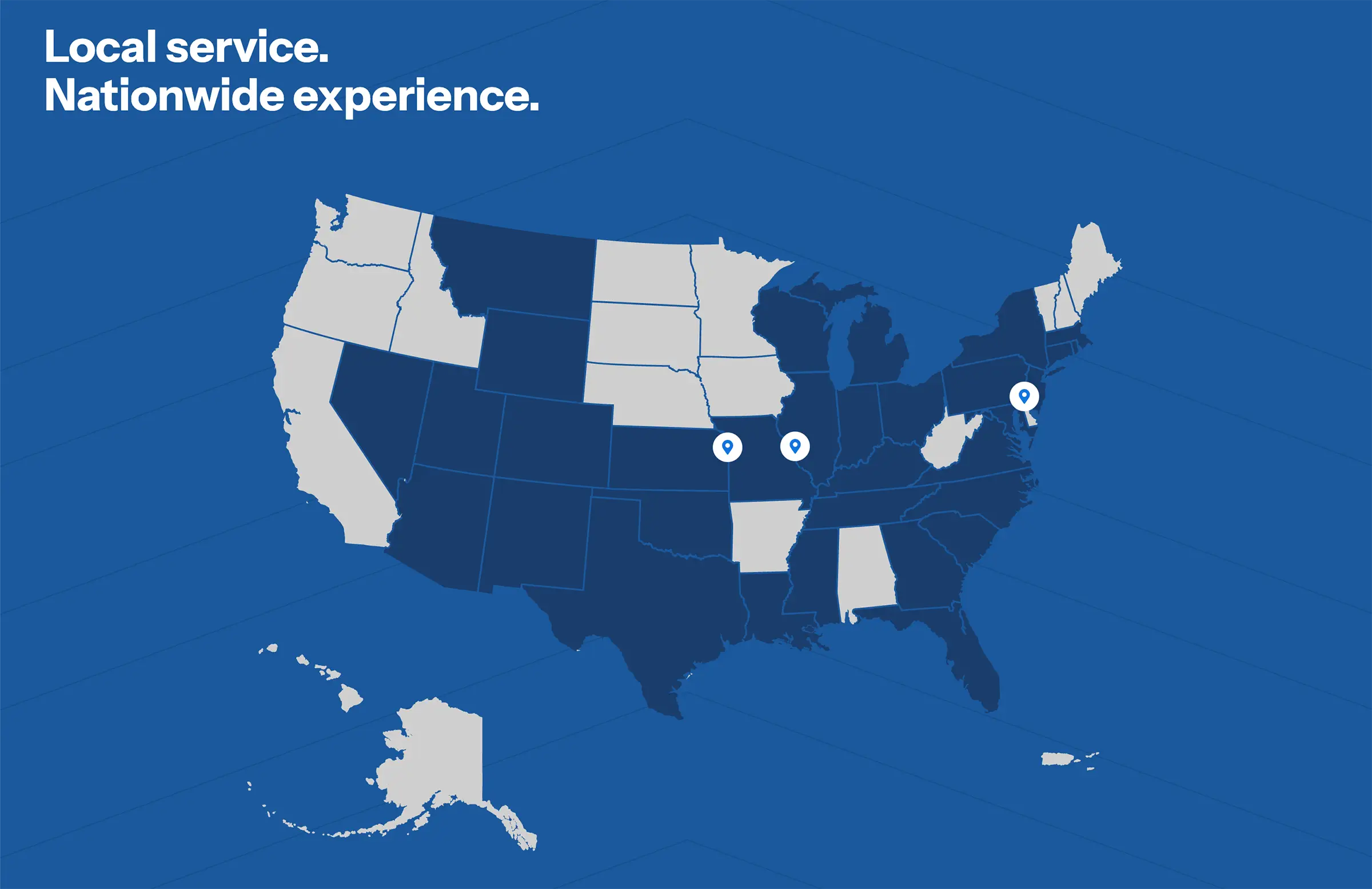 Map of project locations and offices from the Kadean commercial construction website