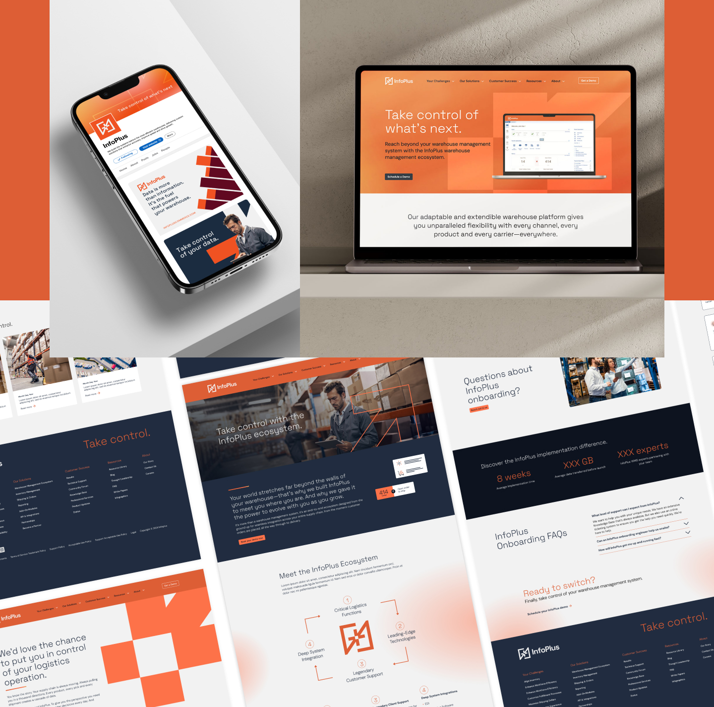 Pages from the InfoPlus WMS website are mobile responsive, ensuring a strong UX on mobile and desktop devices