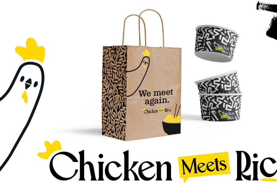 Chicken Meets Rice branding on takeout containers
