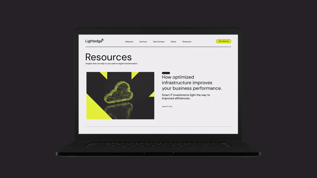 The blog page of the new Lightedge website design