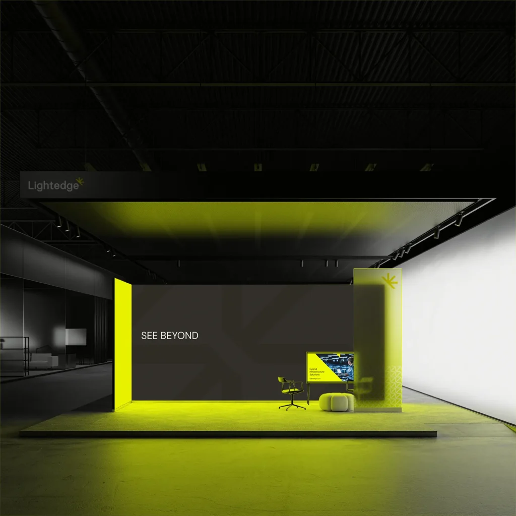 Technology infrastructure company Lightedge's new branding in a modern office environment