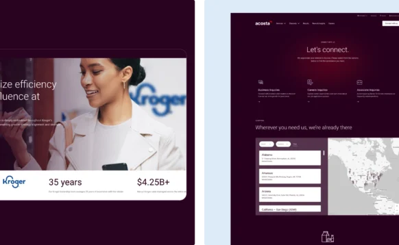 Pages from the new Acosta website design