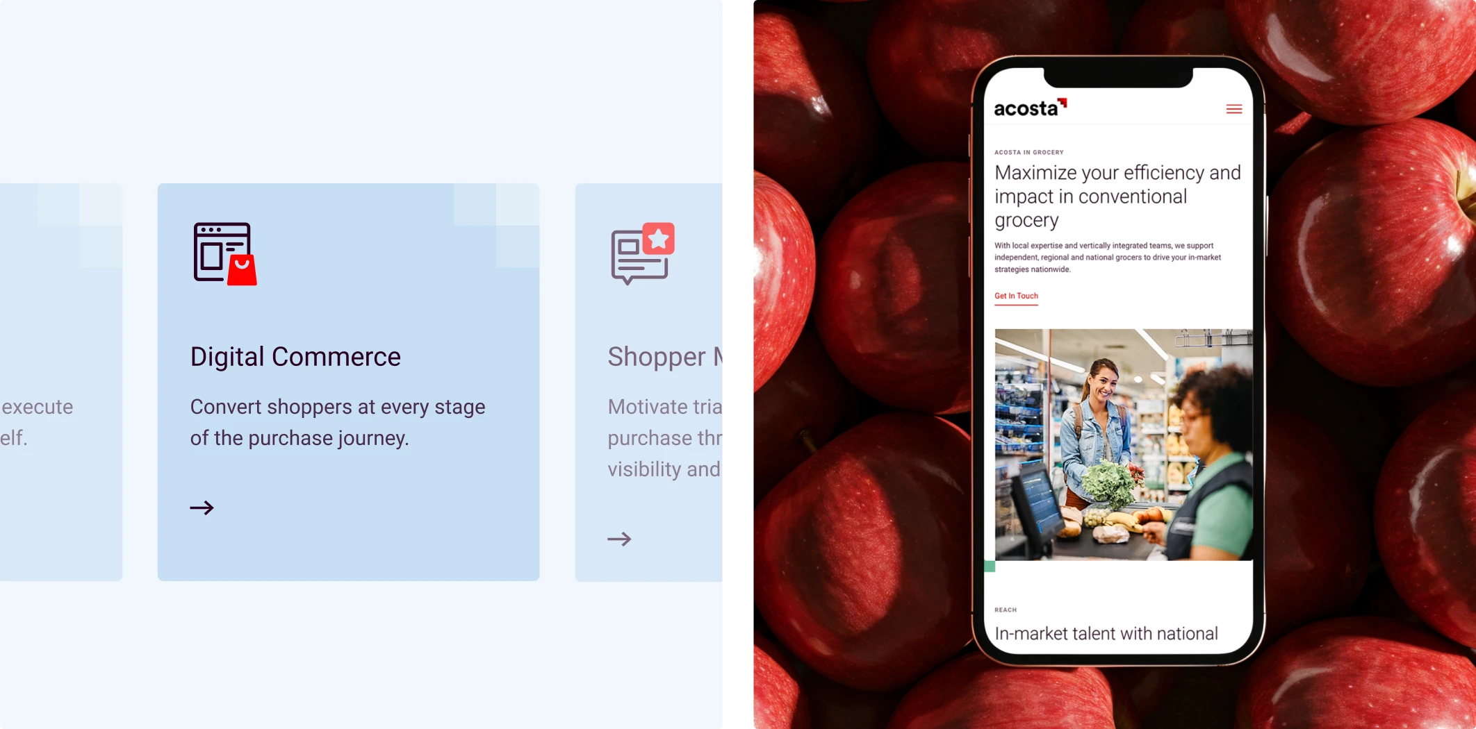 Acosta branding and website UX/UI design on a mobile device