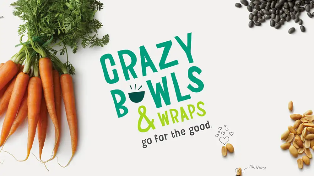 Crazy Bowls and Wraps restaurant branding