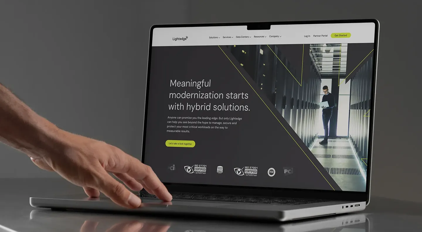 Lightedge technology infrastructure website design on a laptop