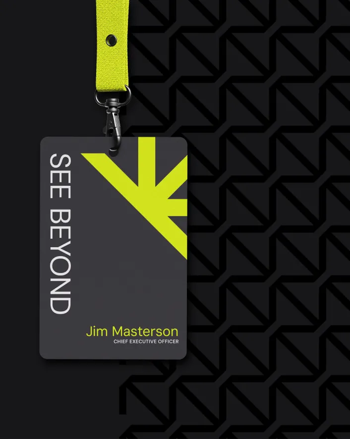 The Lightedge technology infrastructure brand identity on a lanyard