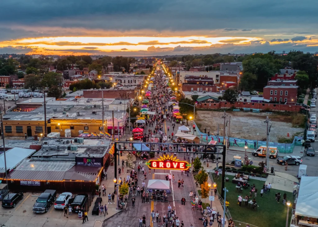 Aerial photo of Grove Fest by Christopher Taber via the Grove website