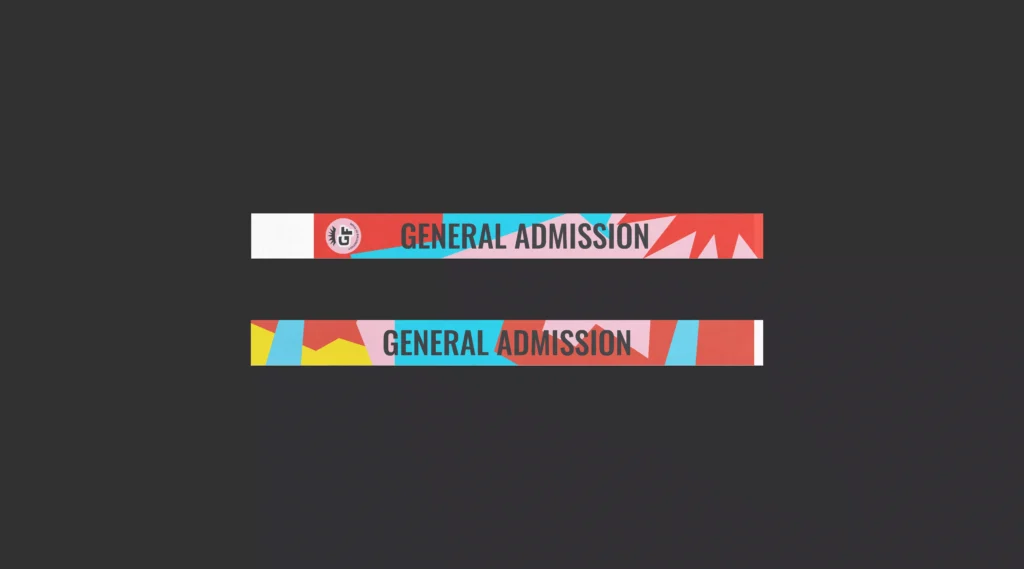 Wristbands with the brand identity for the 20th annual Grove Fest