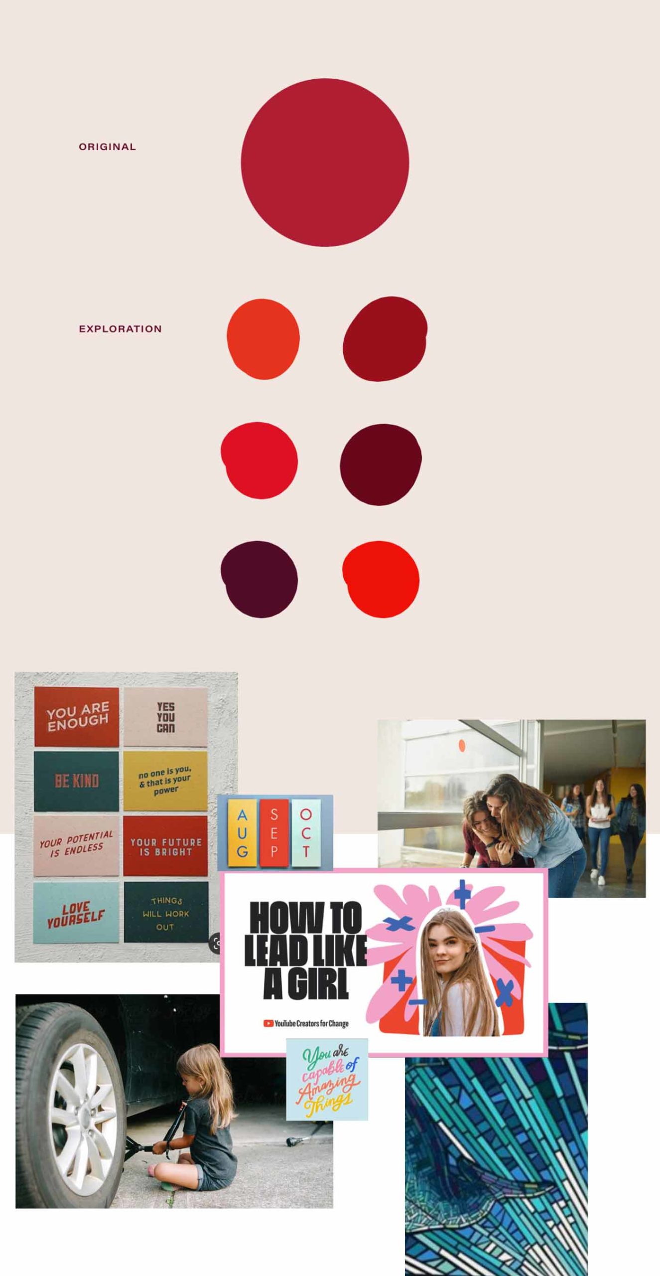 Color exploration and mood board for the Cor Jesu brand refresh