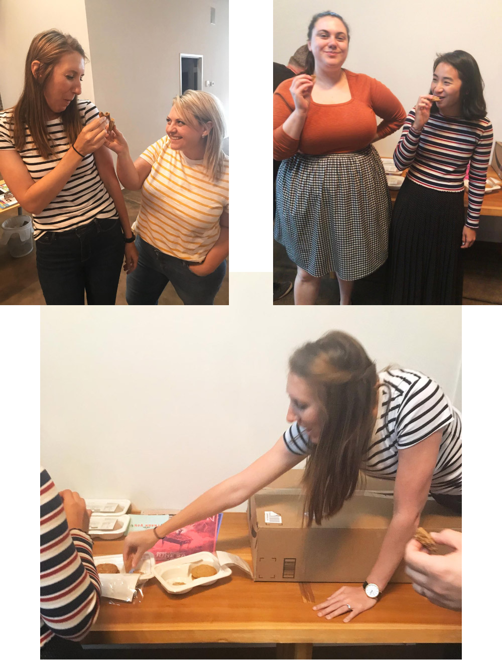 Atomicdust team members taste the cookies early in the branding process